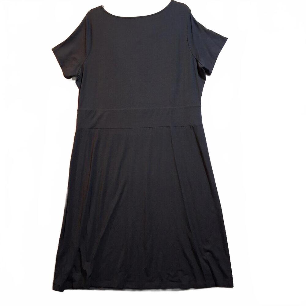 Talbots Woman 1X Black Cowl Neck Empire Waist Short Sleeve Midi Dress LBD - Picture 2 of 6